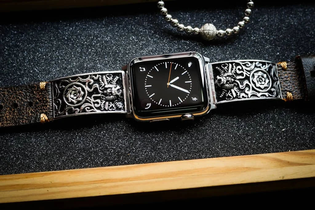 Samurai Silver Plated Pendants Apple Watch Strap Band ( 2pieces) for Panerai or Apple Watch Series 1,2,3,4,5,6,7,SE – image 3