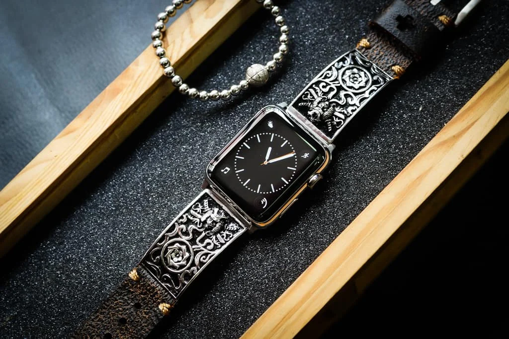 Samurai Silver Plated Pendants Apple Watch Strap Band ( 2pieces) for Panerai or Apple Watch Series 1,2,3,4,5,6,7,SE – image 5