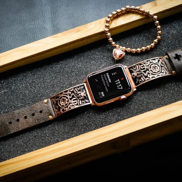 Samurai Pink Bronze Pendants Apple Watch Strap Band ( 2pieces) for Panerai or Apple Watch Series 1,2,3,4,5,6,7,SE