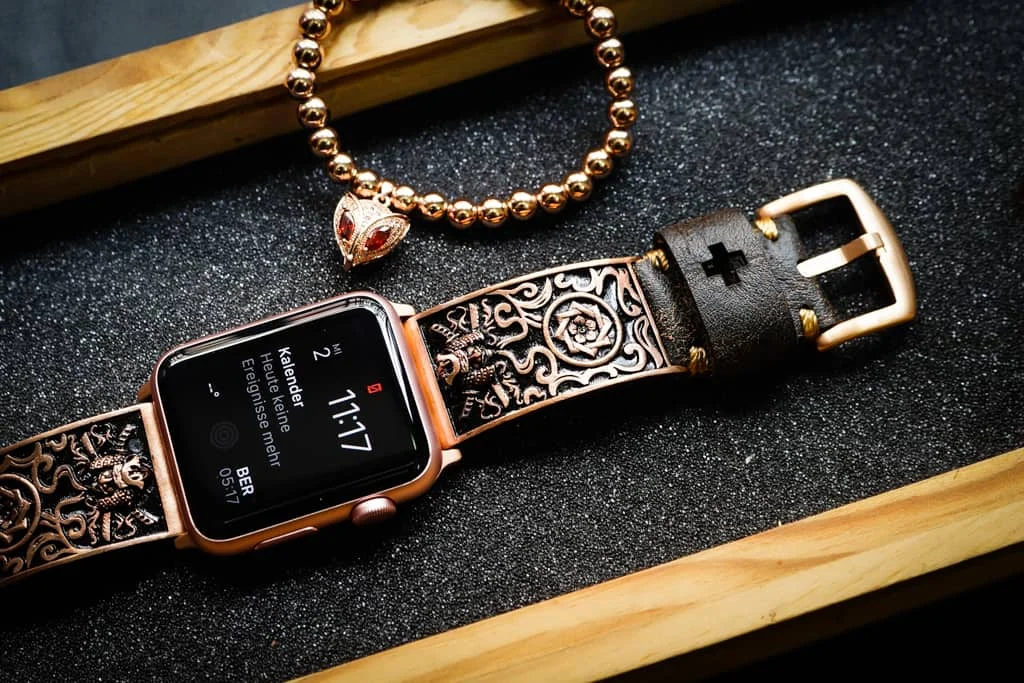 Samurai Pink Bronze Pendants Apple Watch Strap Band ( 2pieces) for Panerai or Apple Watch Series 1,2,3,4,5,6,7,SE – image 2