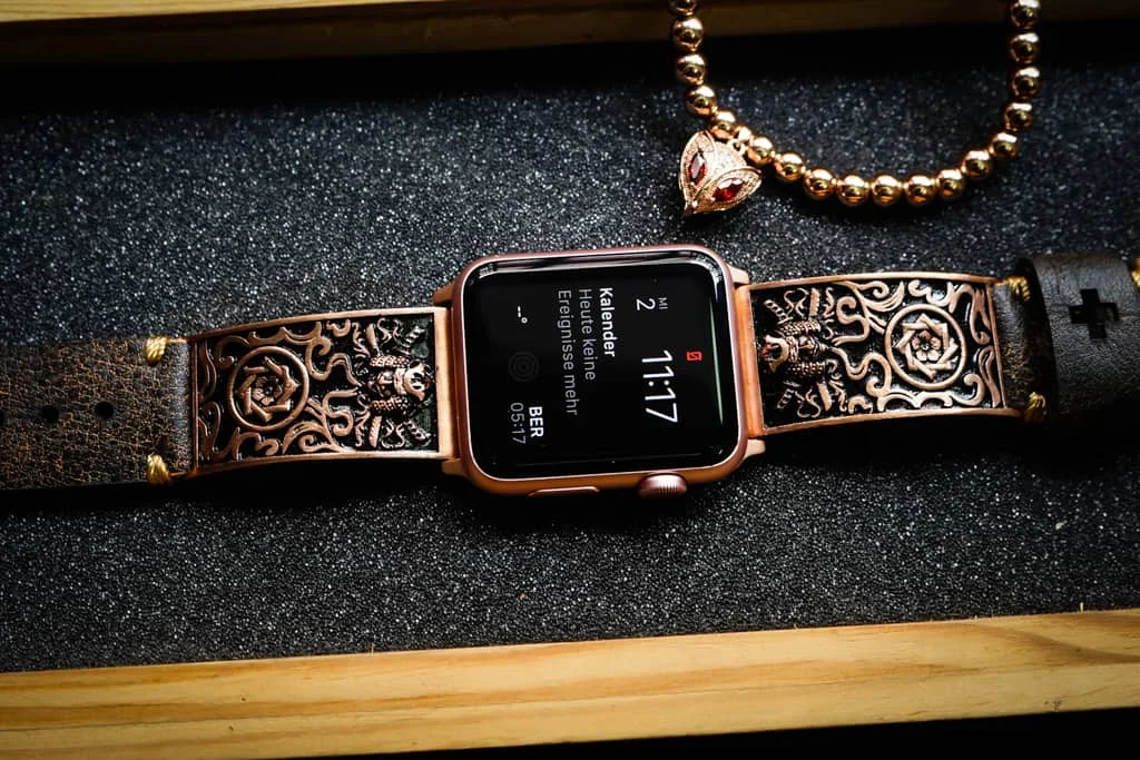 Samurai Pink Bronze Pendants Apple Watch Strap Band ( 2pieces) for Panerai or Apple Watch Series 1,2,3,4,5,6,7,SE – image 3