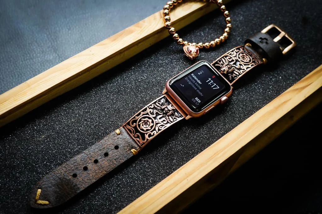 Samurai Pink Bronze Pendants Apple Watch Strap Band ( 2pieces) for Panerai or Apple Watch Series 1,2,3,4,5,6,7,SE – image 4