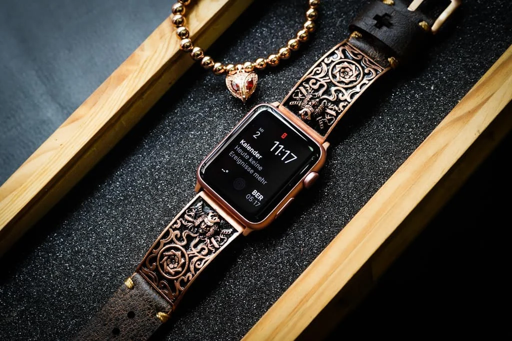 Samurai Pink Bronze Pendants Apple Watch Strap Band ( 2pieces) for Panerai or Apple Watch Series 1,2,3,4,5,6,7,SE – image 5