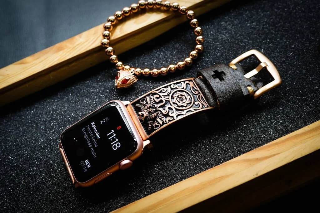 Samurai Pink Bronze Pendants Apple Watch Strap Band ( 2pieces) for Panerai or Apple Watch Series 1,2,3,4,5,6,7,SE – image 6