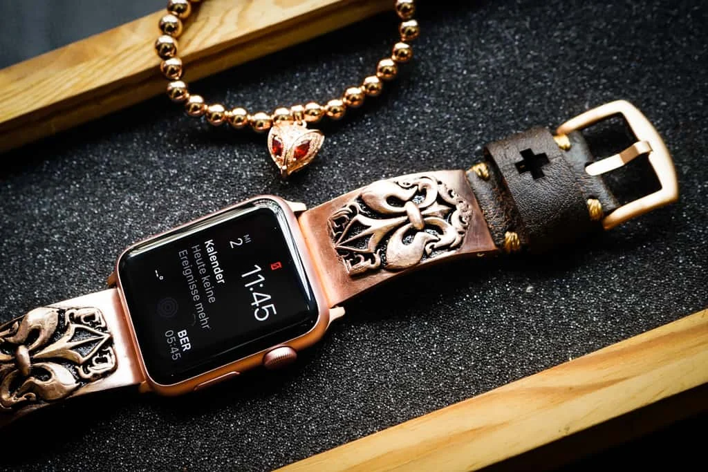 Fleur De Lis Pink Bronze Pendants Strap ( 2pieces) for Panerai or Apple Watch 123456 SE. – image 2