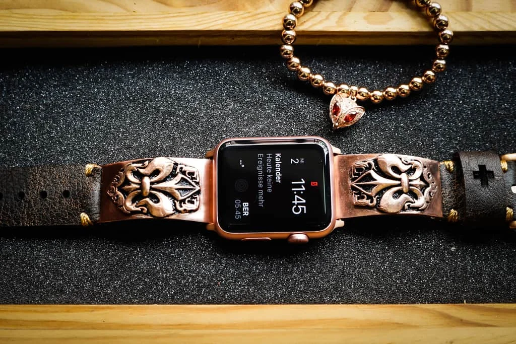 Fleur De Lis Pink Bronze Pendants Strap ( 2pieces) for Panerai or Apple Watch 123456 SE. – image 3