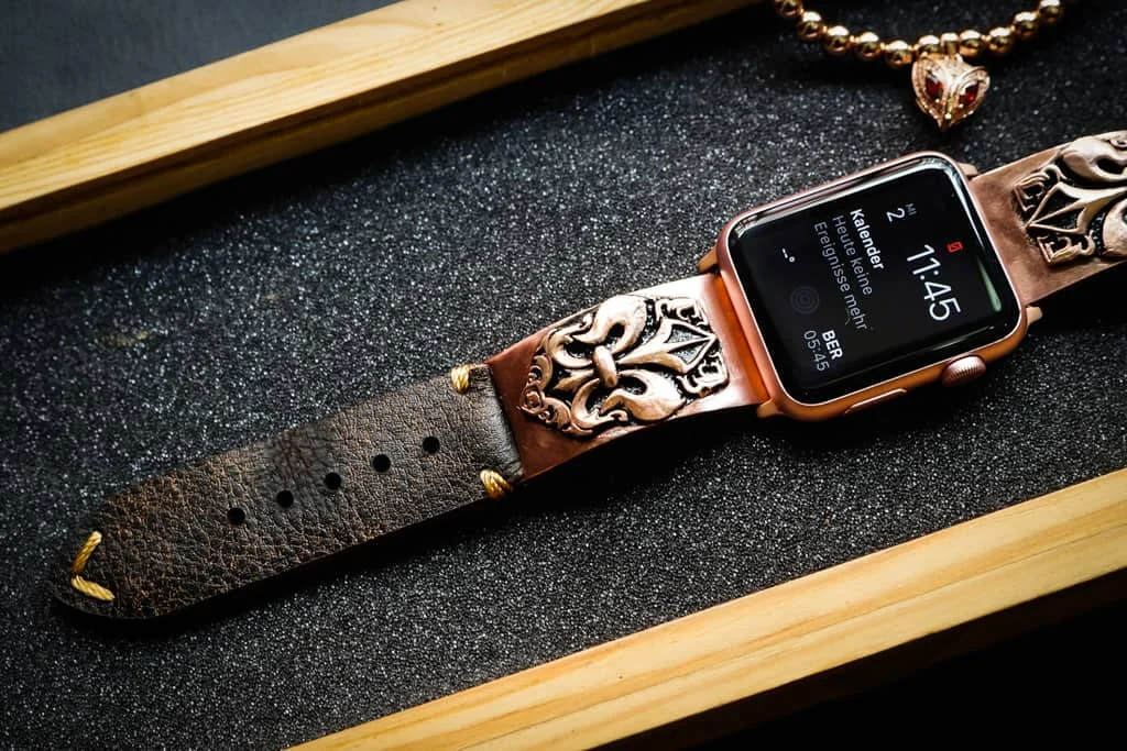 Fleur De Lis Pink Bronze Pendants Strap ( 2pieces) for Panerai or Apple Watch 123456 SE. – image 4