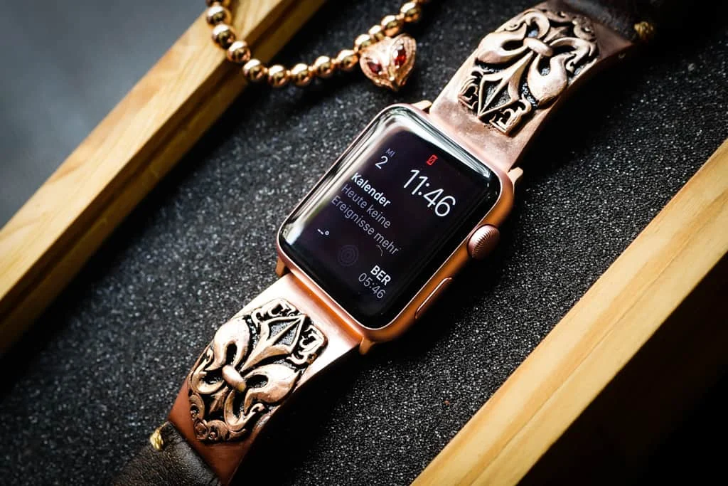 Fleur De Lis Pink Bronze Pendants Strap ( 2pieces) for Panerai or Apple Watch 123456 SE. – image 5