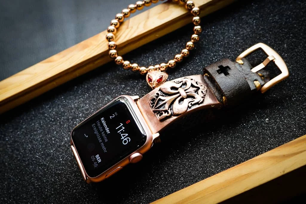Fleur De Lis Pink Bronze Pendants Strap ( 2pieces) for Panerai or Apple Watch 123456 SE. – image 6