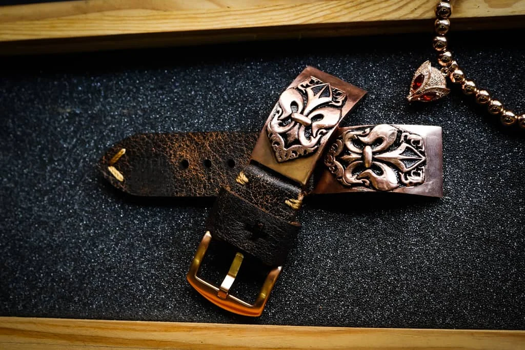 Fleur De Lis Pink Bronze Pendants Strap ( 2pieces) for Panerai or Apple Watch 123456 SE. – image 7