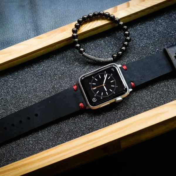 AWBF20-D123 Red handgefertigt Vintage Leder Uhrenarmband für Apple Watch Serie 1,2,3,4,5,6,7,8,Ultra,SE Uhrenarmband Band