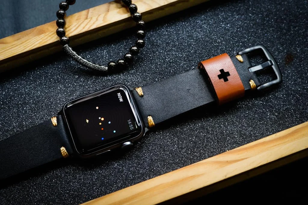 AWBF20-D123 Gold handgefertigt Vintage Leder Uhrenarmband für Apple Watch Serie 1,2,3,4,5,6,7,8,Ultra,SE Uhrenarmband Band – Bild 2