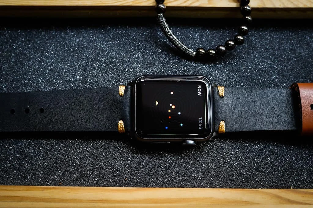 AWBF20-D123 Gold handgefertigt Vintage Leder Uhrenarmband für Apple Watch Serie 1,2,3,4,5,6,7,8,Ultra,SE Uhrenarmband Band – Bild 3