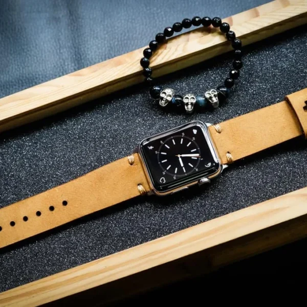 AWBF20-D4 handgefertigt Vintage Leder Uhrenarmband für Apple Watch Serie 1,2,3,4,5,6,7,8,Ultra,SE Uhrenarmband Band