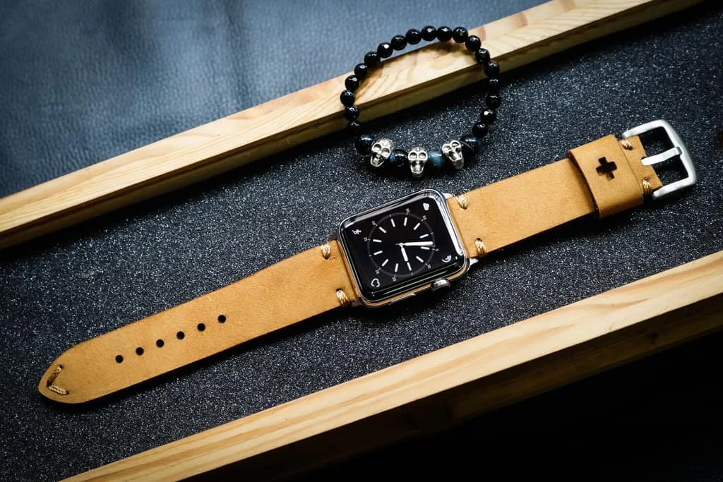 AWBF20-D4 handgefertigt Vintage Leder Uhrenarmband für Apple Watch Serie 1,2,3,4,5,6,7,8,Ultra,SE Uhrenarmband Band