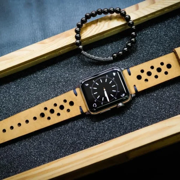AWBF24-D4 handgefertigt Vintage Leder Uhrenarmband für Apple Watch Serie 1,2,3,4,5,6,7,8,Ultra,SE Uhrenarmband Band