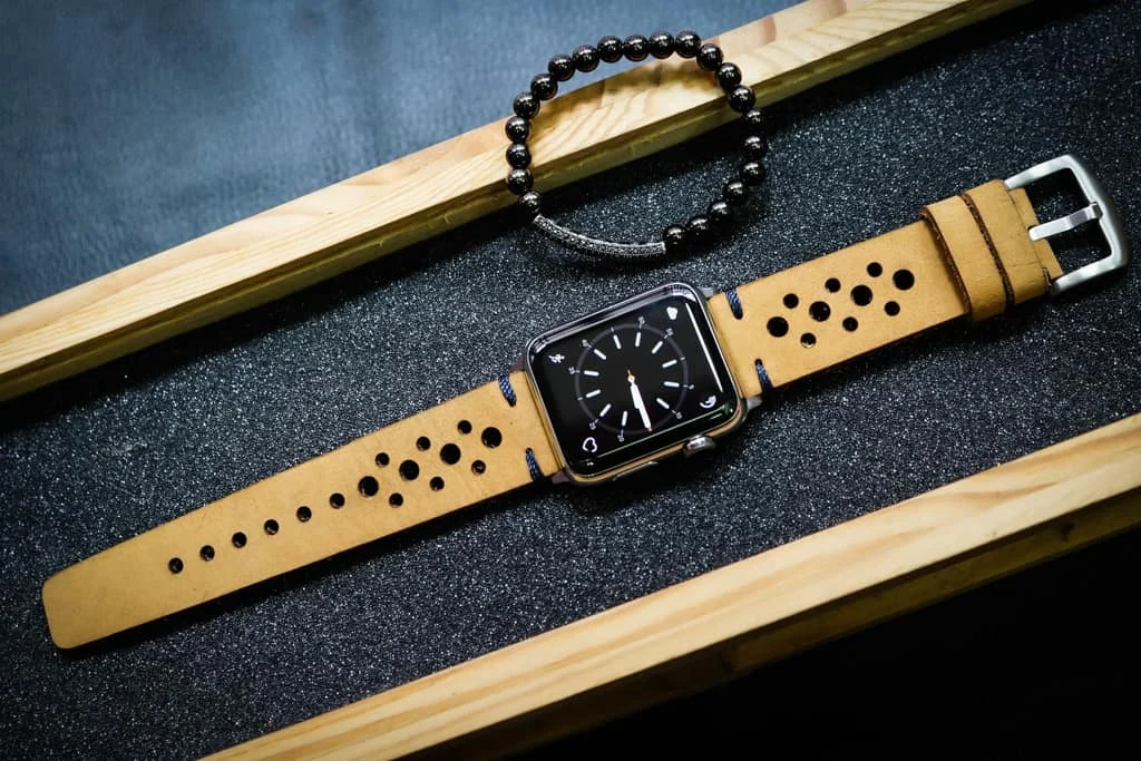 AWBF24-D4 handgefertigt Vintage Leder Uhrenarmband für Apple Watch Serie 1,2,3,4,5,6,7,8,Ultra,SE Uhrenarmband Band