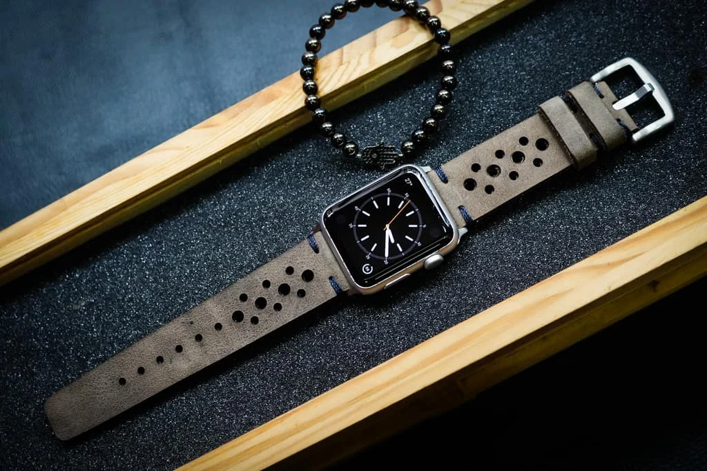 AWBF24-D3 handgefertigt Vintage Leder Uhrenarmband für Apple Watch Serie 1,2,3,4,5,6,7,8,Ultra,SE Uhrenarmband Band