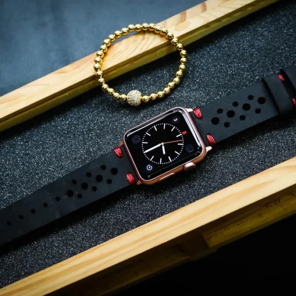 AWBF24-D123 Red handgefertigt Vintage Leder Uhrenarmband für Apple Watch Serie 1,2,3,4,5,6,7,8,Ultra,SE Uhrenarmband Band