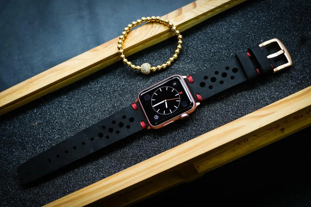 AWBF24-D123 Red handgefertigt Vintage Leder Uhrenarmband für Apple Watch Serie 1,2,3,4,5,6,7,8,Ultra,SE Uhrenarmband Band