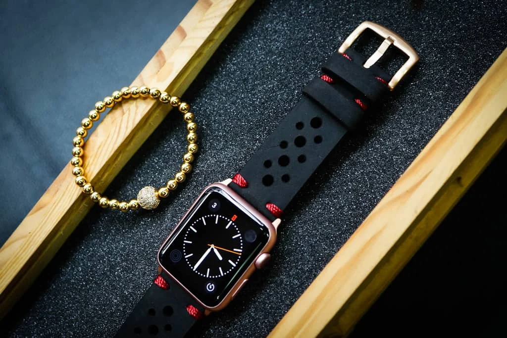 AWBF24-D123 Red handgefertigt Vintage Leder Uhrenarmband für Apple Watch Serie 1,2,3,4,5,6,7,8,Ultra,SE Uhrenarmband Band – Bild 2