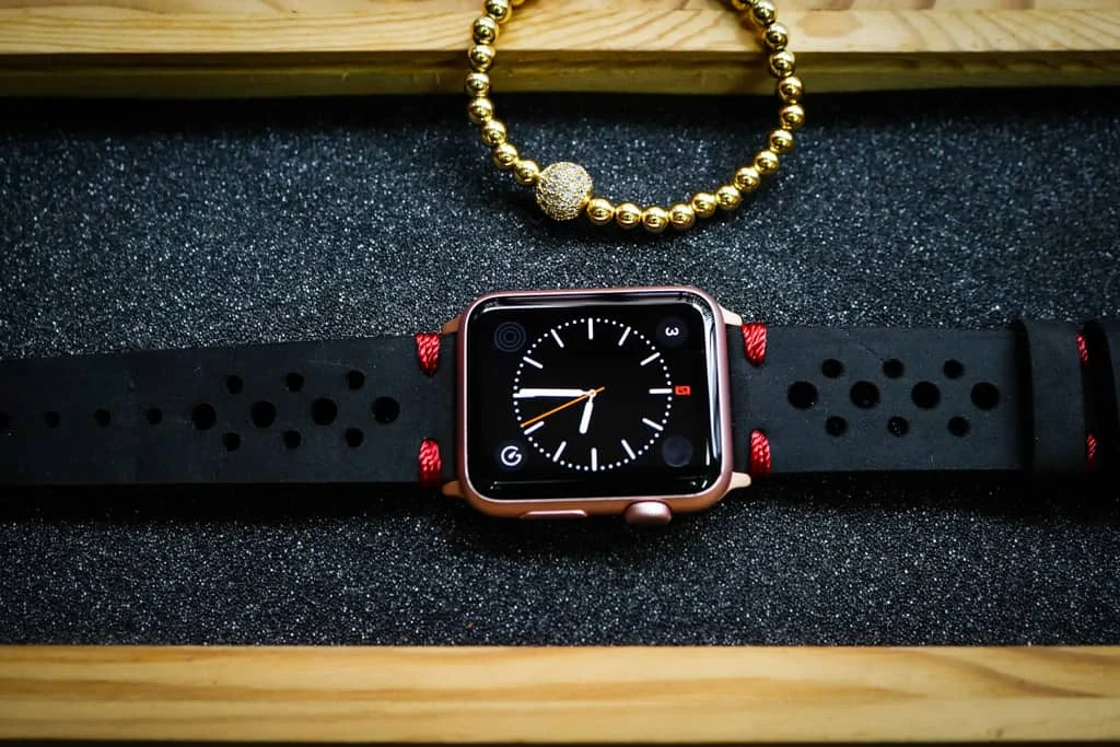 AWBF24-D123 Red handgefertigt Vintage Leder Uhrenarmband für Apple Watch Serie 1,2,3,4,5,6,7,8,Ultra,SE Uhrenarmband Band – Bild 3