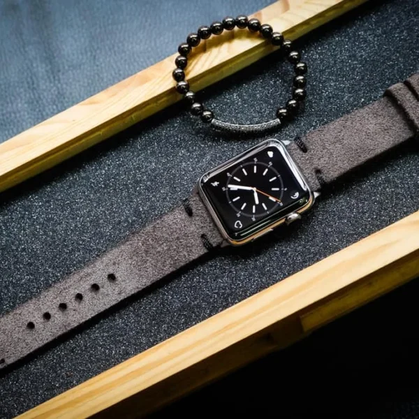 AWBF25-DLX Red handgefertigt Vintage Leder Uhrenarmband für Apple Watch Serie 1,2,3,4,5,6,7,8,Ultra,SE Uhrenarmband Band