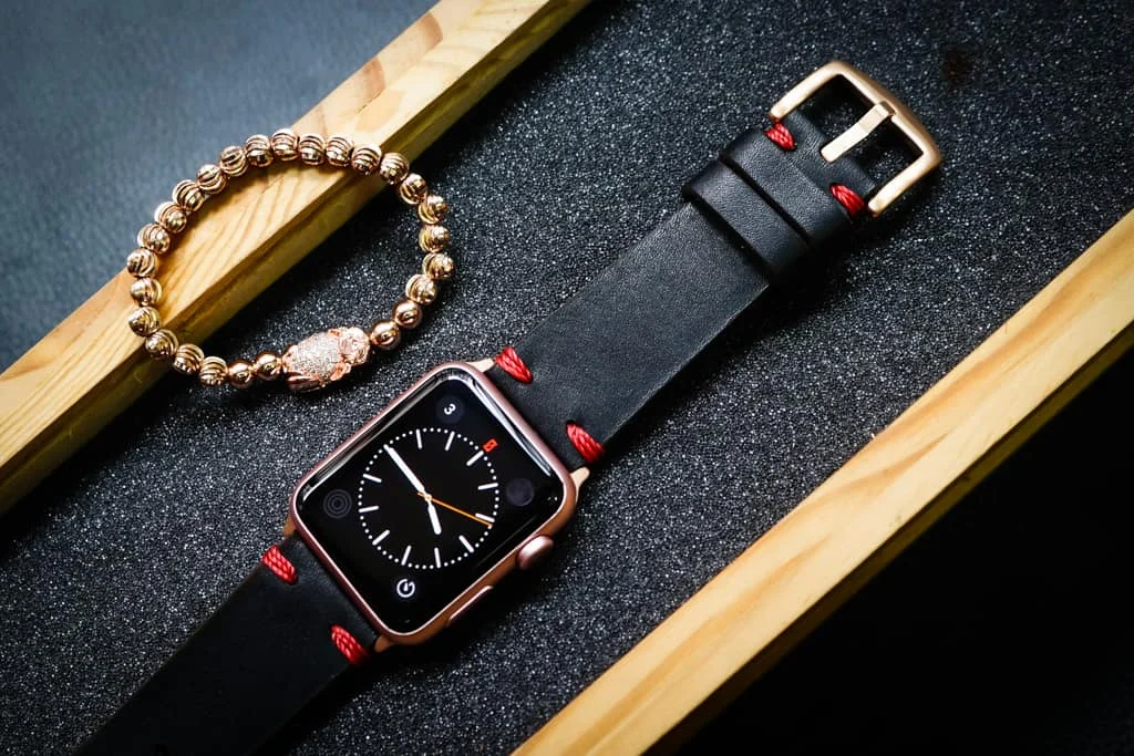 AWBF25-D123 RED handgefertigt Vintage Leder Uhrenarmband incl. Lugs Adapter für Apple Watch (oder Apple Watch Sport) 42mm oder 38mm – Bild 2