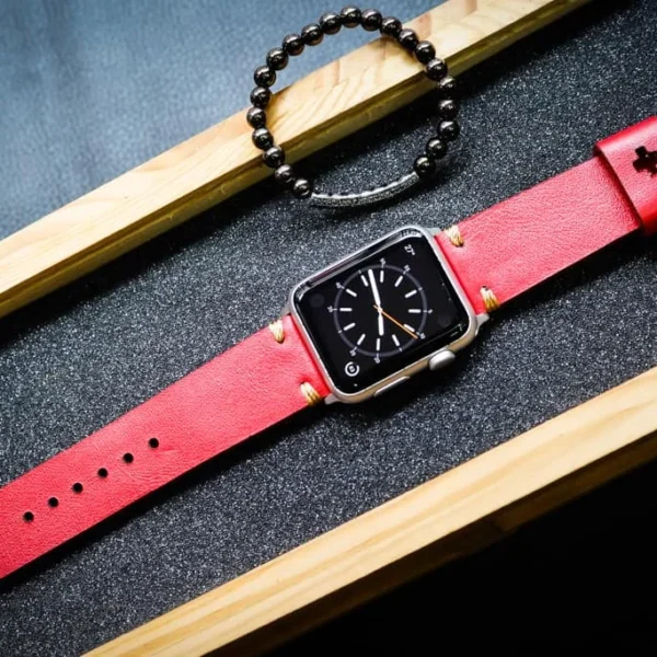 AWBF20-D31-GOLD handgefertigt Vintage Leder Uhrenarmband incl. Lugs Adapter für Apple Watch 1 und 2 (oder Apple Watch Sport) 42mm oder 38mm