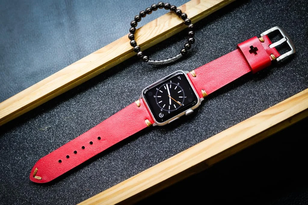 AWBF20-D31-GOLD handgefertigt Vintage Leder Uhrenarmband incl. Lugs Adapter für Apple Watch 1 und 2 (oder Apple Watch Sport) 42mm oder 38mm