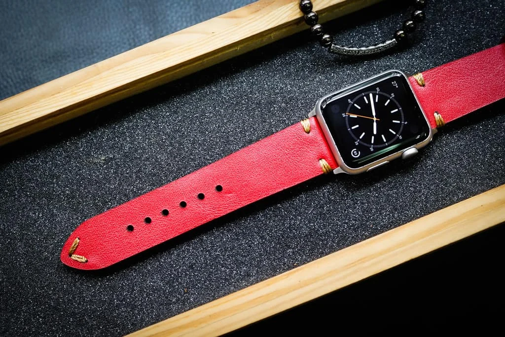 AWBF20-D31-GOLD handgefertigt Vintage Leder Uhrenarmband incl. Lugs Adapter für Apple Watch 1 und 2 (oder Apple Watch Sport) 42mm oder 38mm – Bild 6