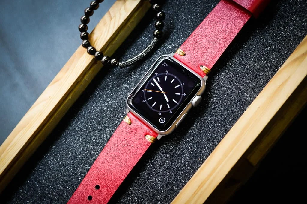 AWBF20-D31-GOLD handgefertigt Vintage Leder Uhrenarmband incl. Lugs Adapter für Apple Watch 1 und 2 (oder Apple Watch Sport) 42mm oder 38mm – Bild 5
