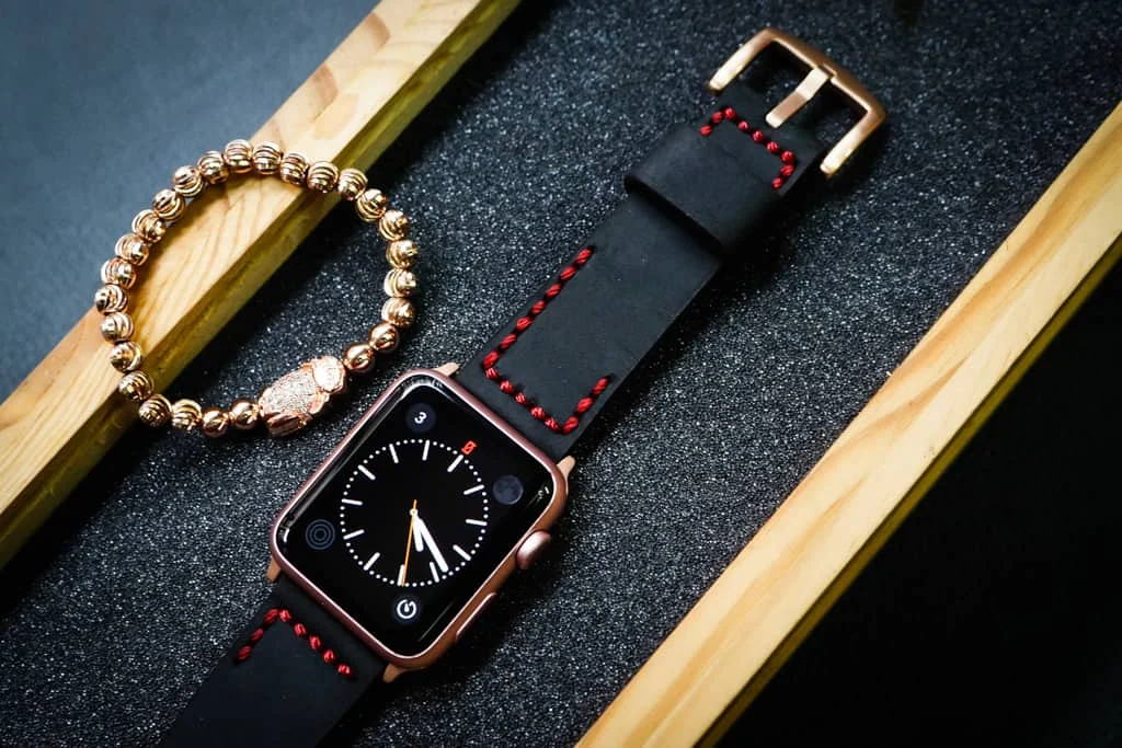AWBF2626-D123 Red handgefertigt Vintage Leder Uhrenarmband für Apple Watch Serie 1,2,3,4,5,6,7,8,Ultra,SE Uhrenarmband Band – Bild 2