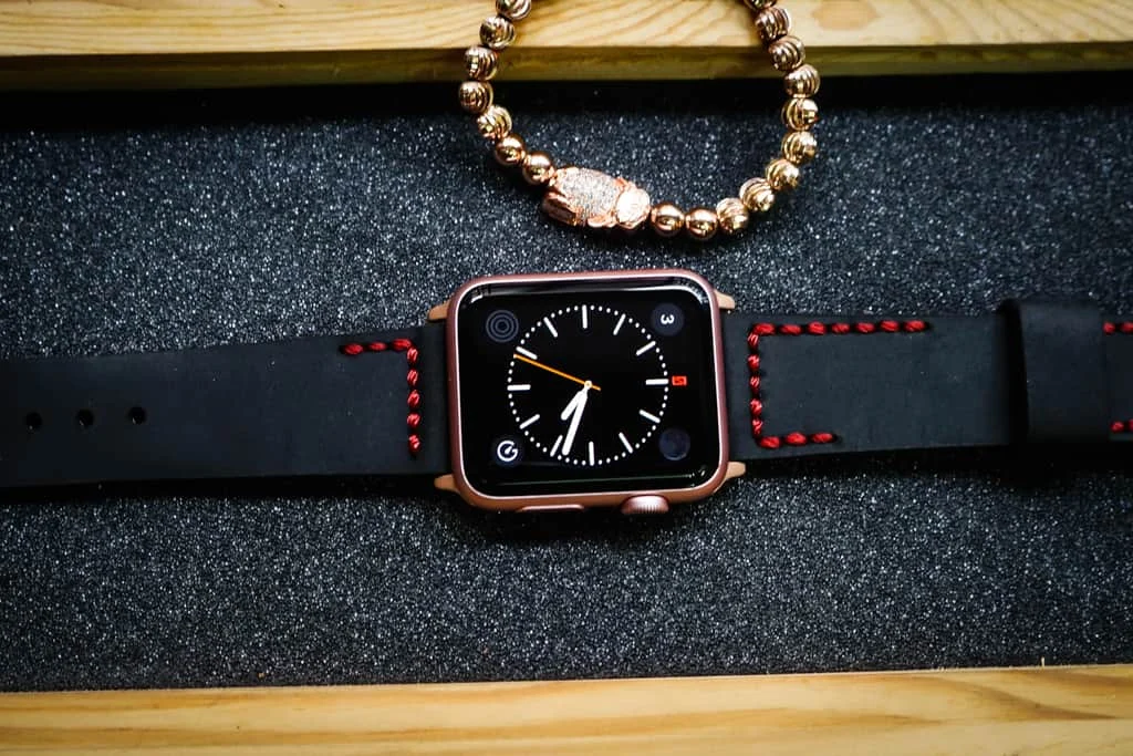 AWBF2626-D123 Red handgefertigt Vintage Leder Uhrenarmband für Apple Watch Serie 1,2,3,4,5,6,7,8,Ultra,SE Uhrenarmband Band – Bild 3