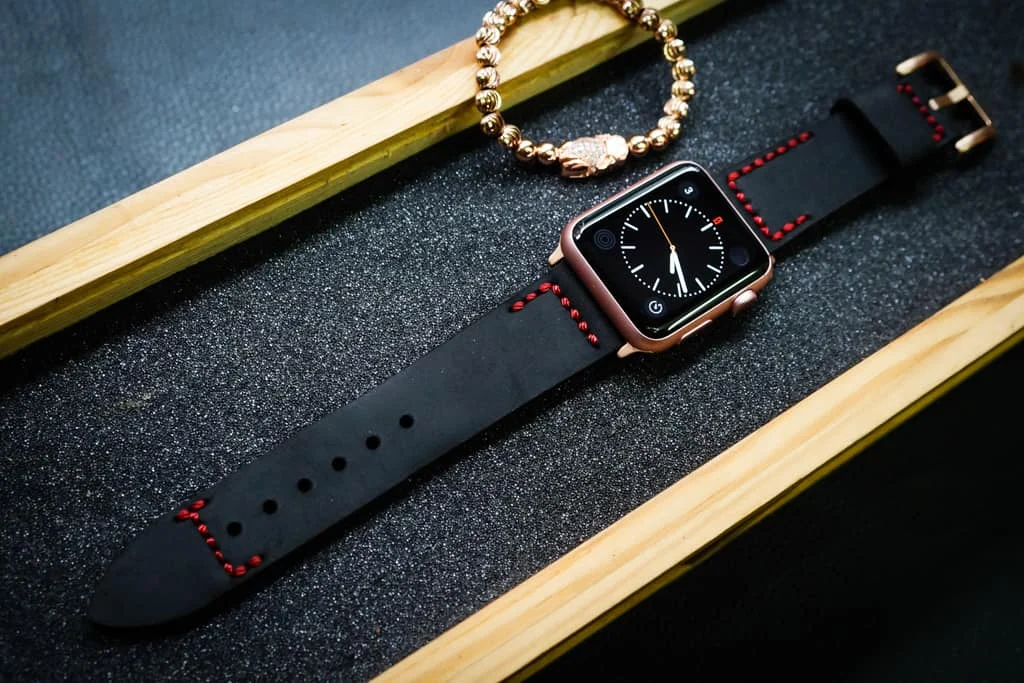 AWBF2626-D123 Red handgefertigt Vintage Leder Uhrenarmband für Apple Watch Serie 1,2,3,4,5,6,7,8,Ultra,SE Uhrenarmband Band – Bild 4