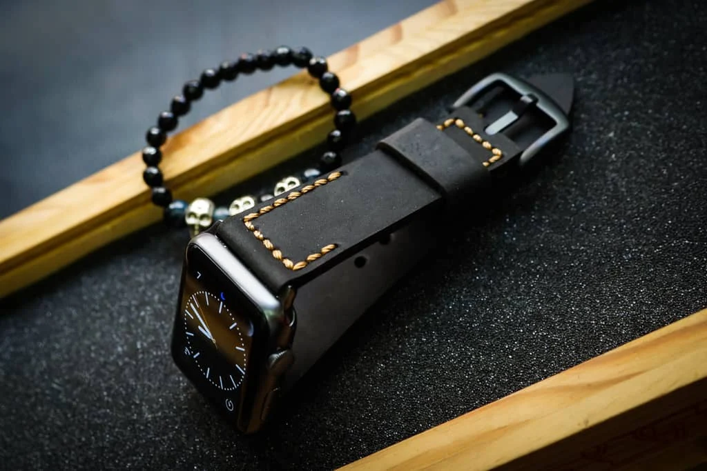 AWBF2626-D123 Gold Red handgefertigt Vintage Leder Uhrenarmband für Apple Watch Serie 1,2,3,4,5,6,7,8,Ultra,SE Uhrenarmband Band – Bild 7