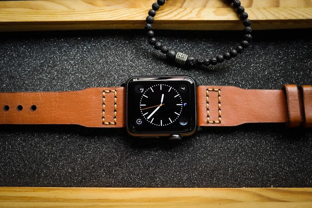 AWBF47-D60 handgefertigt Vintage Leder Uhrenarmband für Apple Watch Serie 1,2,3,4,5,6,7,8,Ultra,SE Uhrenarmband Band – Bild 3