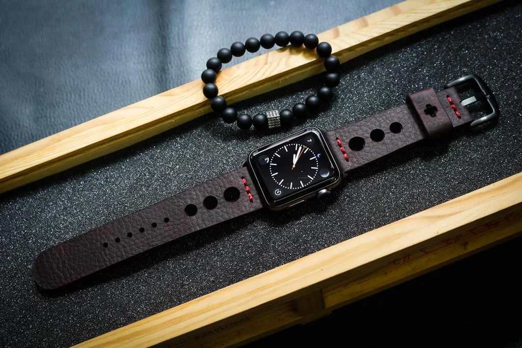 AWBF66-D6 handgefertigt Vintage Leder Uhrenarmband für Apple Watch Serie 1,2,3,4,5,6,7,8,Ultra,SE Uhrenarmband Band