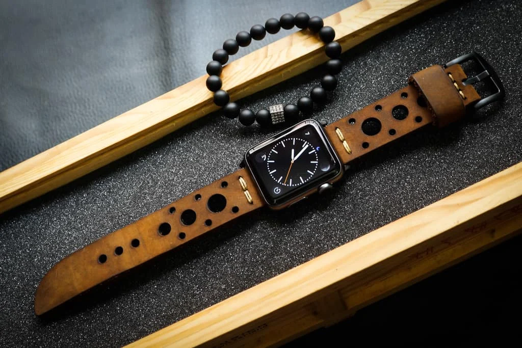 AWBF56-D5 handgefertigt Vintage Leder Uhrenarmband für Apple Watch Serie 1,2,3,4,5,6,7,8,Ultra,SE Uhrenarmband Band