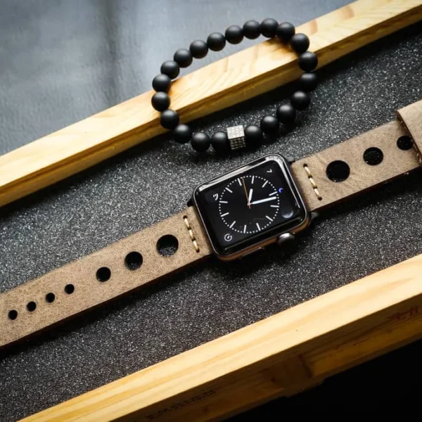 AWBF66-D3 handgefertigt Vintage Leder Uhrenarmband für Apple Watch Serie 1,2,3,4,5,6,7,8,Ultra,SE Uhrenarmband Band