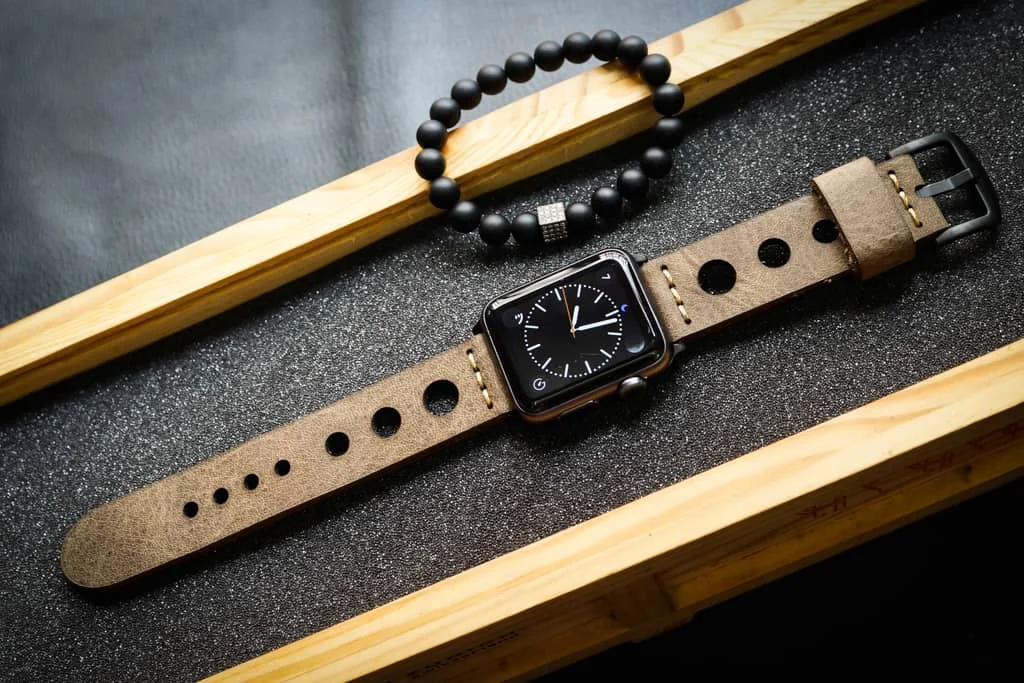 AWBF66-D3 handgefertigt Vintage Leder Uhrenarmband für Apple Watch Serie 1,2,3,4,5,6,7,8,Ultra,SE Uhrenarmband Band