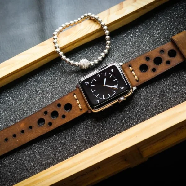 AWBF66-D5 handgefertigt Vintage Leder Uhrenarmband für Apple Watch Serie 1,2,3,4,5,6,7,8,Ultra,SE Uhrenarmband Band