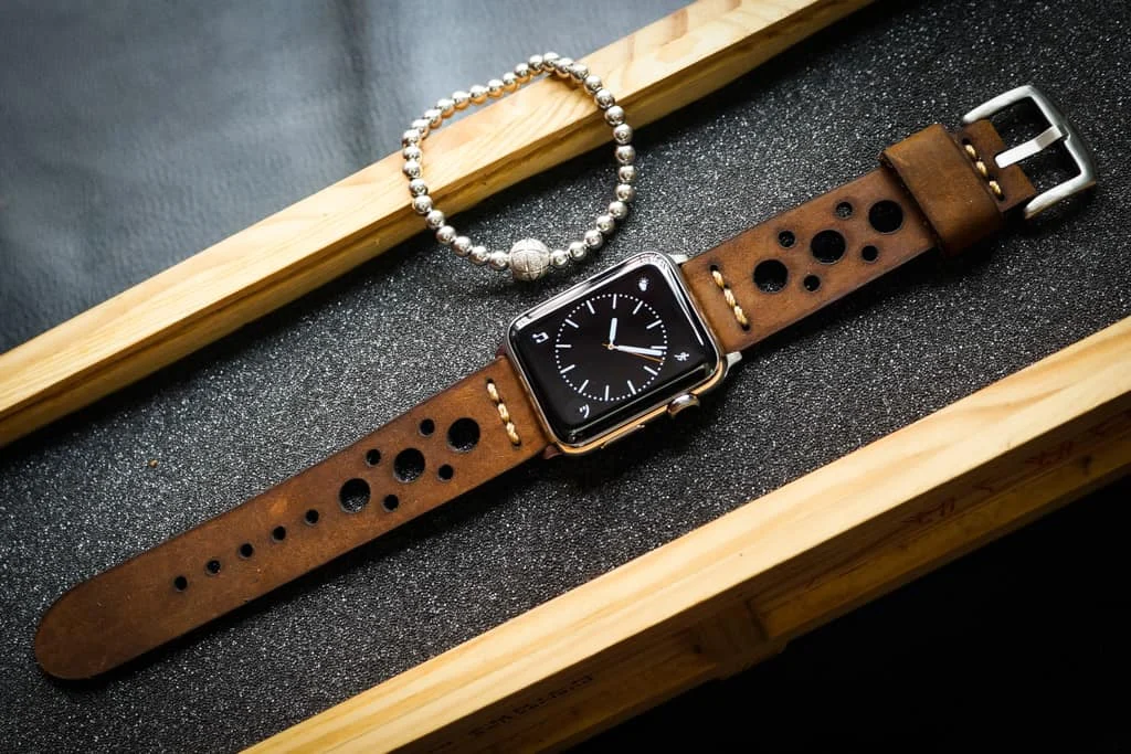 AWBF66-D5 handgefertigt Vintage Leder Uhrenarmband für Apple Watch Serie 1,2,3,4,5,6,7,8,Ultra,SE Uhrenarmband Band
