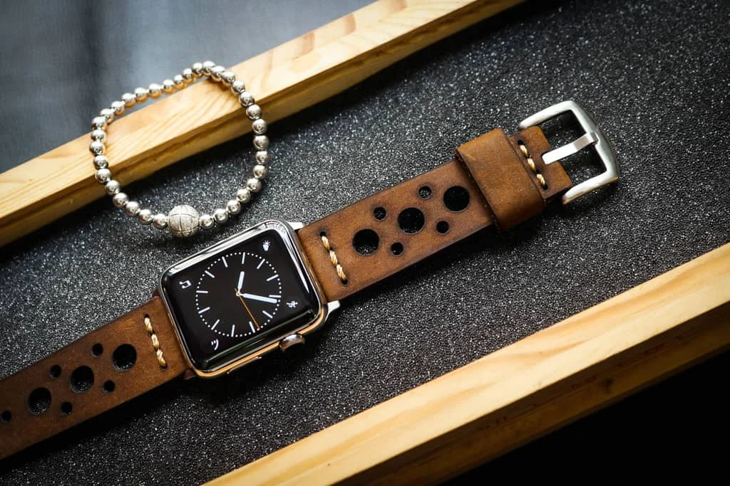 AWBF66-D5 handgefertigt Vintage Leder Uhrenarmband für Apple Watch Serie 1,2,3,4,5,6,7,8,Ultra,SE Uhrenarmband Band – Bild 2