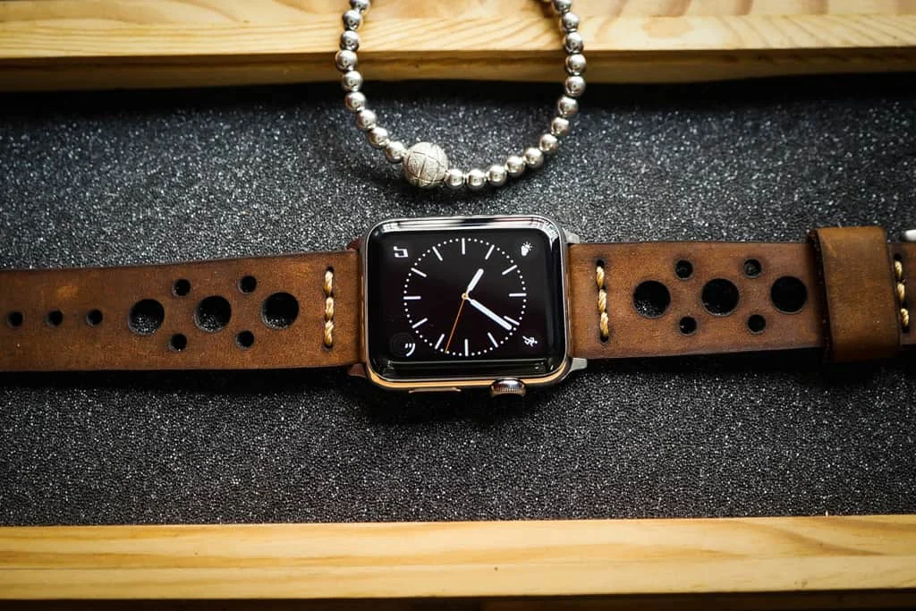 AWBF66-D5 handgefertigt Vintage Leder Uhrenarmband für Apple Watch Serie 1,2,3,4,5,6,7,8,Ultra,SE Uhrenarmband Band – Bild 3