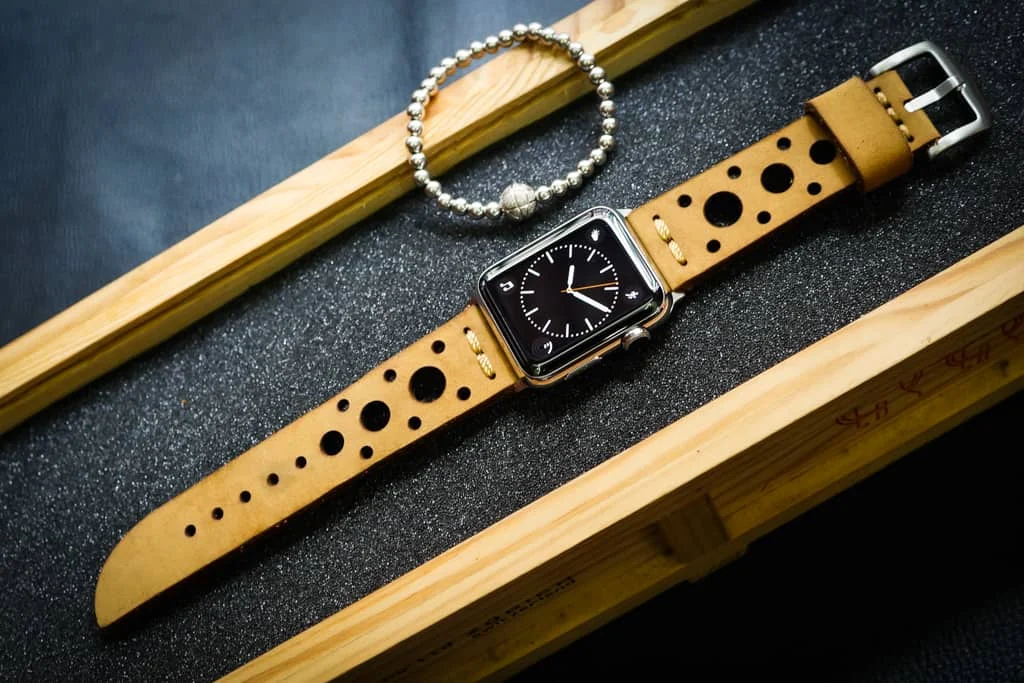 AWBF56-D4 handgefertigt Vintage Leder Uhrenarmband für Apple Watch Serie 1,2,3,4,5,6,7,8,Ultra,SE Uhrenarmband Band