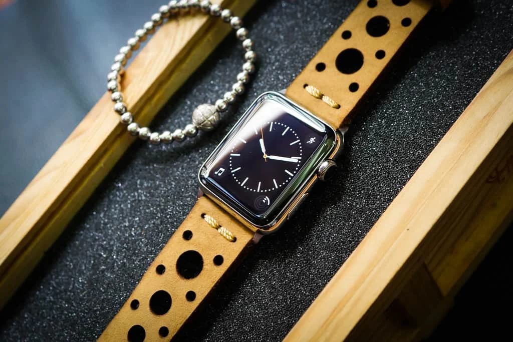 AWBF56-D4 handgefertigt Vintage Leder Uhrenarmband für Apple Watch Serie 1,2,3,4,5,6,7,8,Ultra,SE Uhrenarmband Band – Bild 5