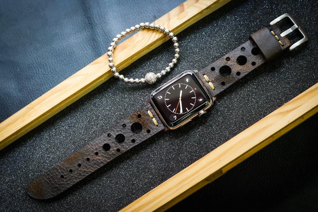 AWBF56-D2 handgefertigt Vintage Leder Uhrenarmband für Apple Watch Serie 1,2,3,4,5,6,7,8,Ultra,SE Uhrenarmband Band