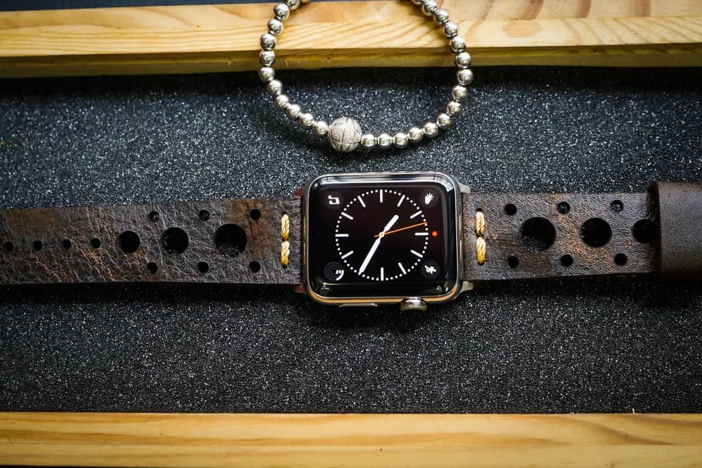AWBF56-D2 handgefertigt Vintage Leder Uhrenarmband für Apple Watch Serie 1,2,3,4,5,6,7,8,Ultra,SE Uhrenarmband Band – Bild 3