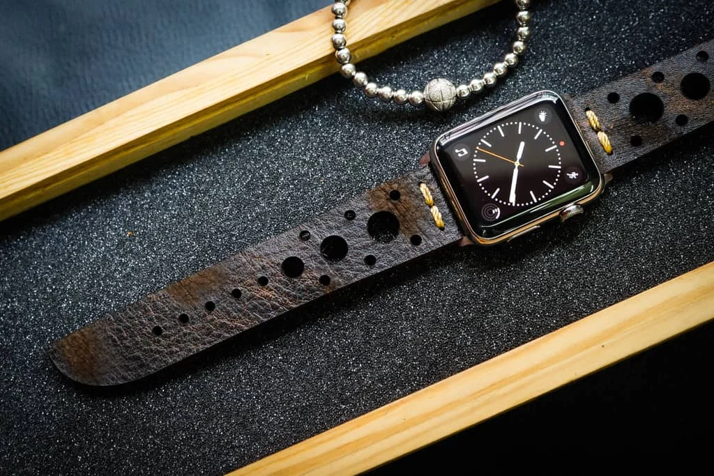AWBF56-D2 handgefertigt Vintage Leder Uhrenarmband für Apple Watch Serie 1,2,3,4,5,6,7,8,Ultra,SE Uhrenarmband Band – Bild 4